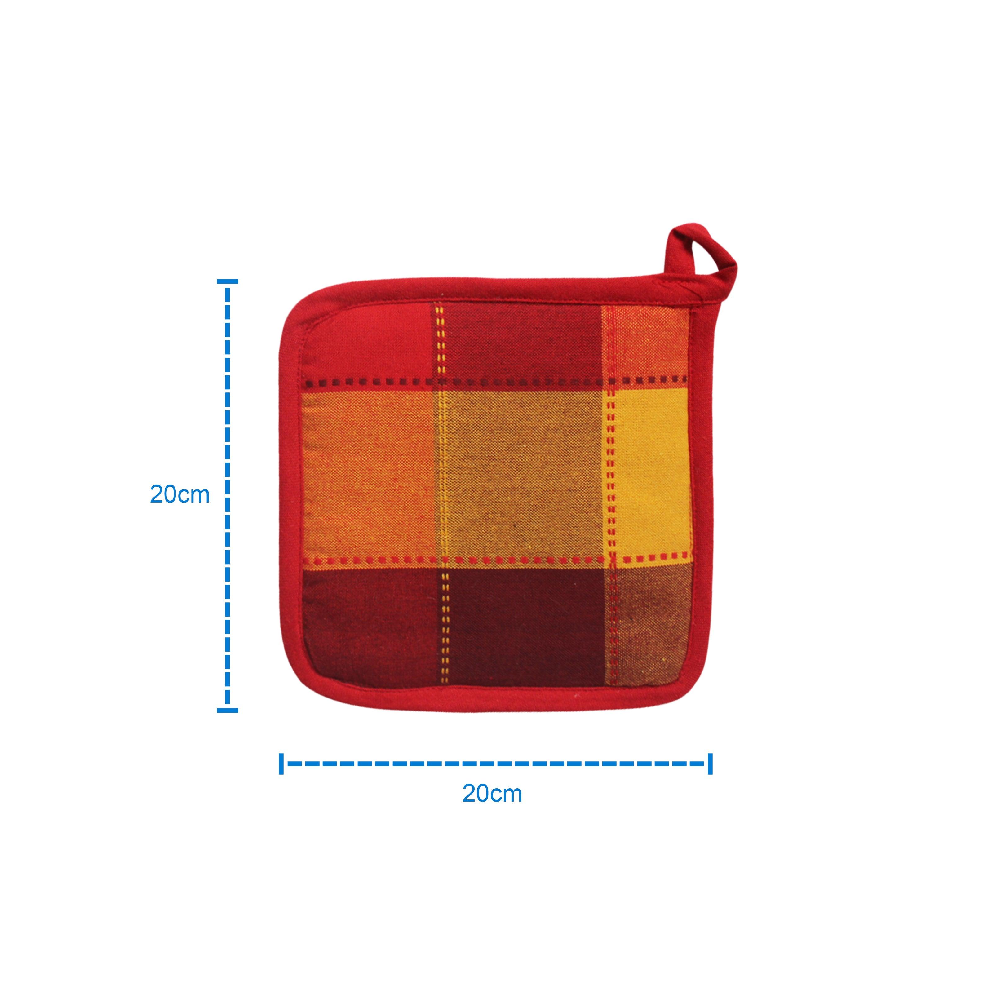 Cotton Dobby Red Pot Holders Pack Of 3