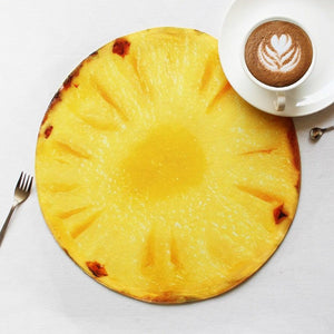 Cotton Designer Pineapple Fruit Shaped Table Placemats Pack Of 4 freeshipping - Airwill