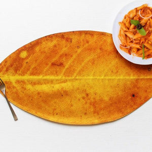 Cotton Designer Orange Leaf Shaped Table Placemats Pack Of 4 freeshipping - Airwill