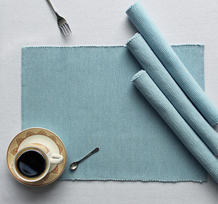 Cotton Solid Light Blue Table Placemats Pack Of 4
