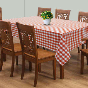 Cotton Gingham Check Orange 8 Seater Table Cloths Pack Of 1 freeshipping - Airwill