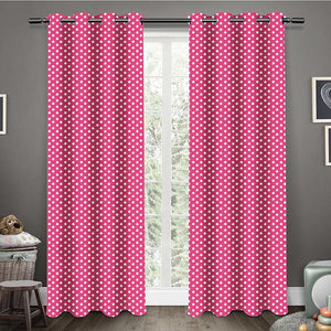 Cotton Pink Polka Dot 9ft Long Door Curtains Pack Of 2 freeshipping - Airwill