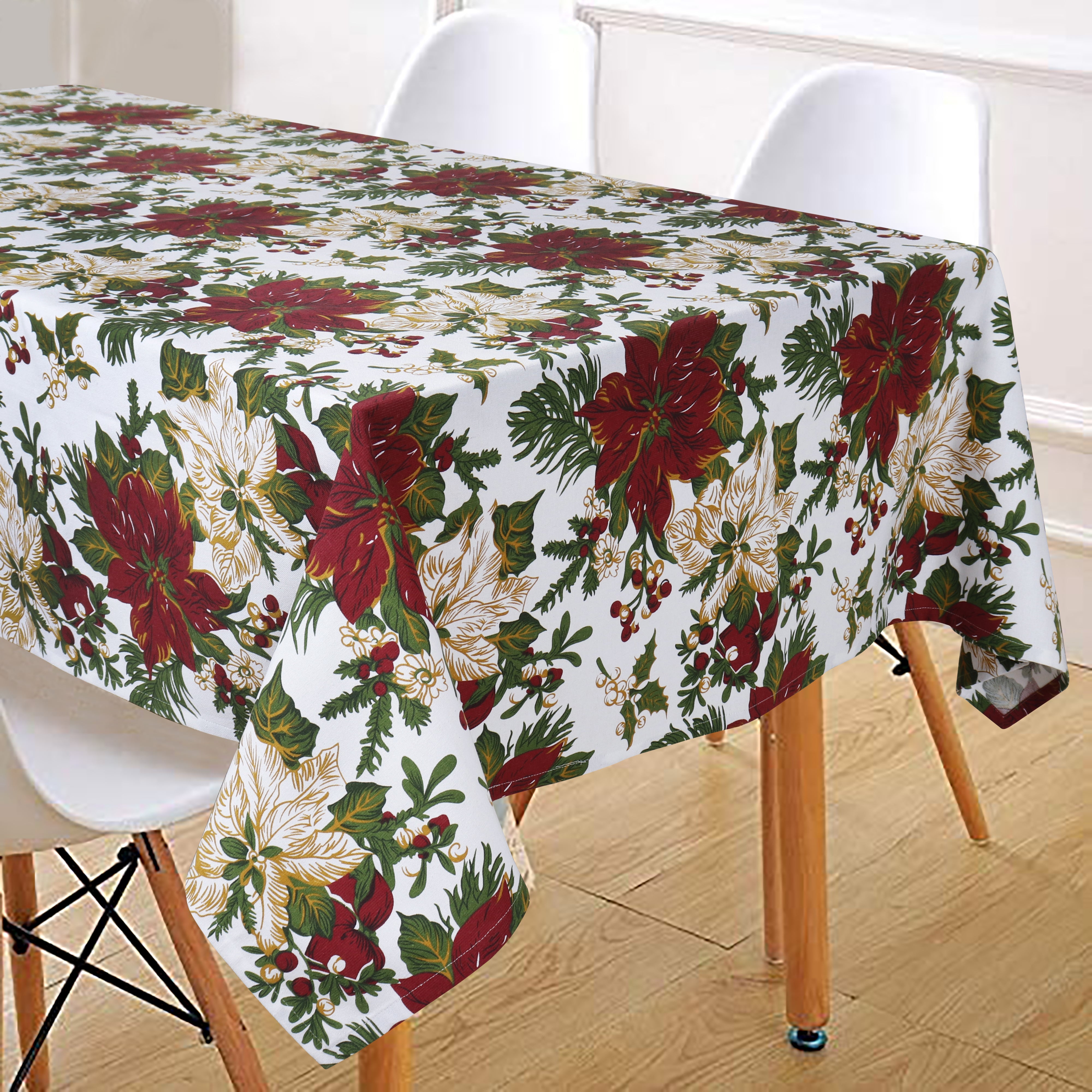 Cotton Maroon Floral 8 Seater Table Cloths