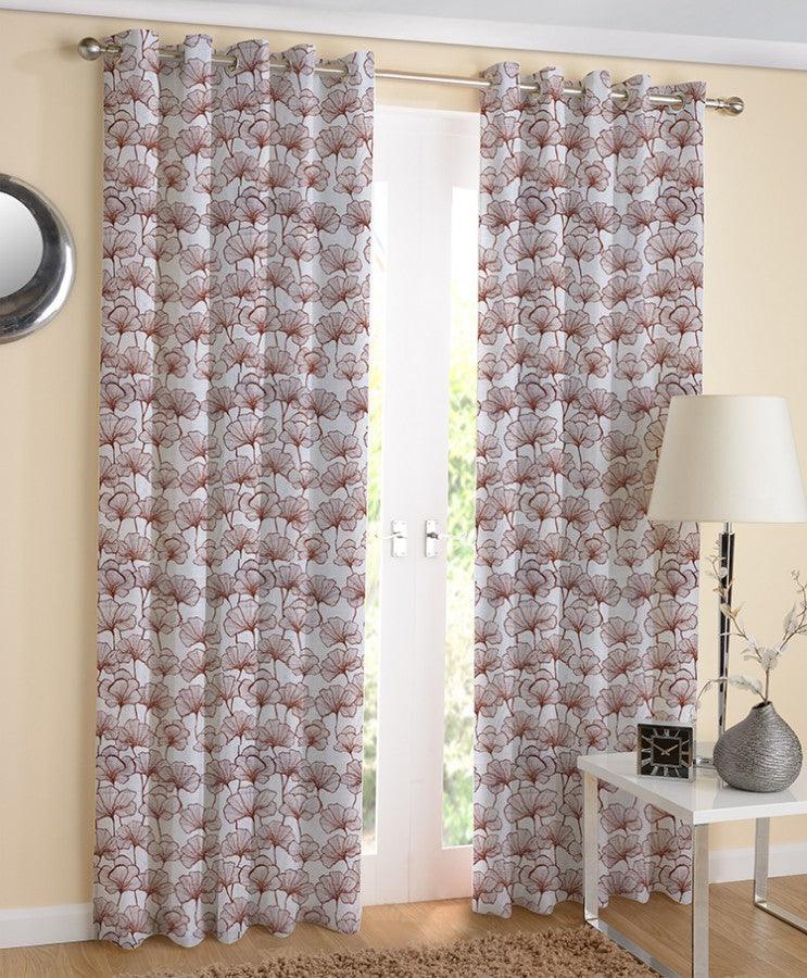 Cotton Single Leaf Brown 7ft Door Curtains Pack Of 2