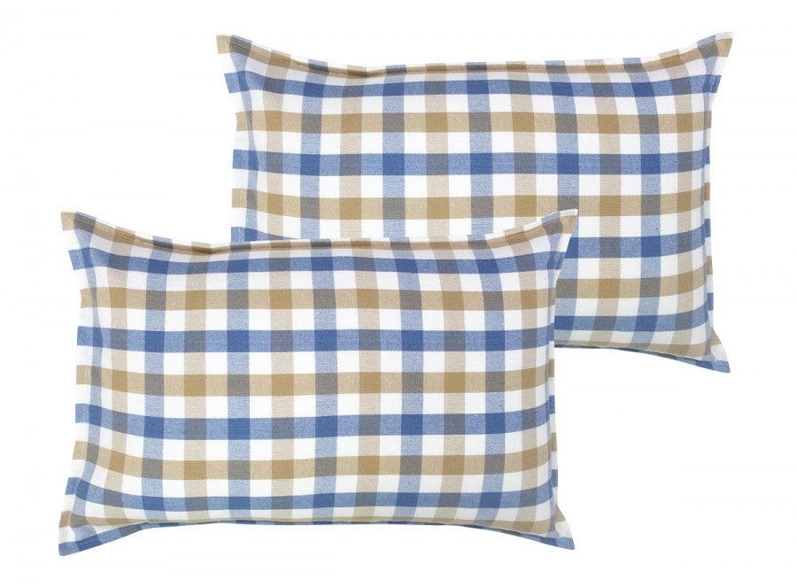 Cotton Lanfranki Blue Check Pillow Covers Pack Of 2