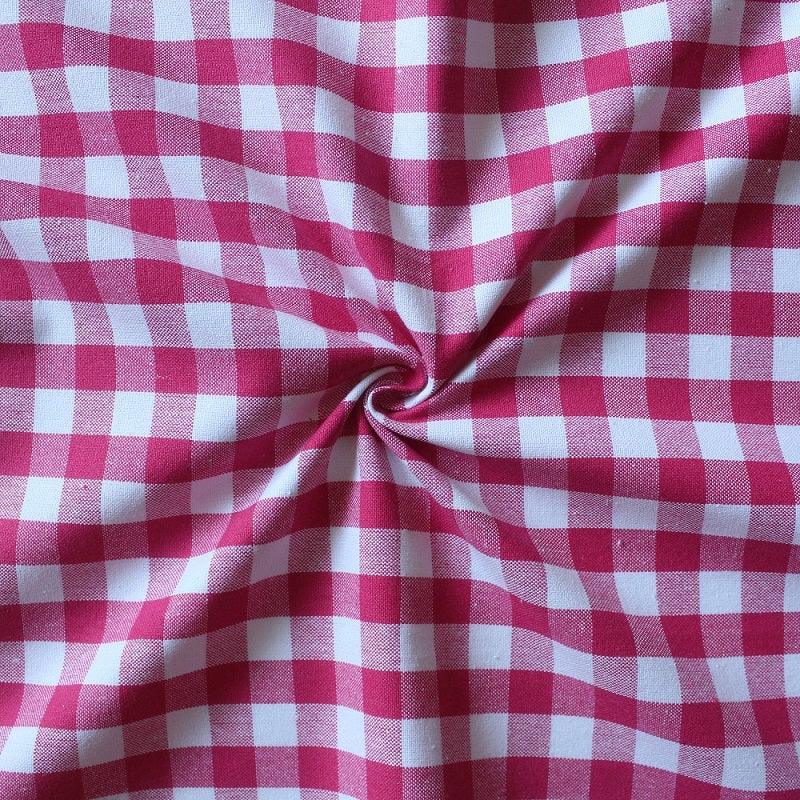 Cotton Gingham Check Rose 7ft Door Curtains Pack Of 2
