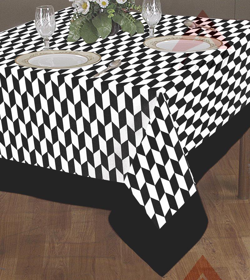 Cotton Classic Diamond Black With Plain Attached Border 2 Seaters Table Cloths