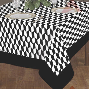 Cotton Classic Diamond Black With Plain Border 2 Seater Table Cloths Pack Of 1 freeshipping - Airwill