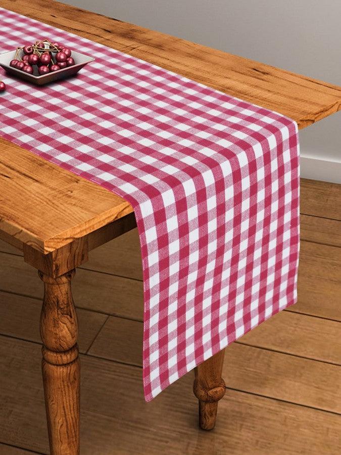 Cotton Gingham Check Rose Table Runner
