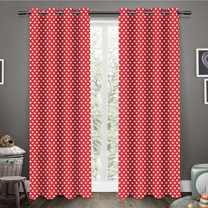 Cotton Red Polka Dot 9ft Long Door Curtains Pack Of 2 freeshipping - Airwill