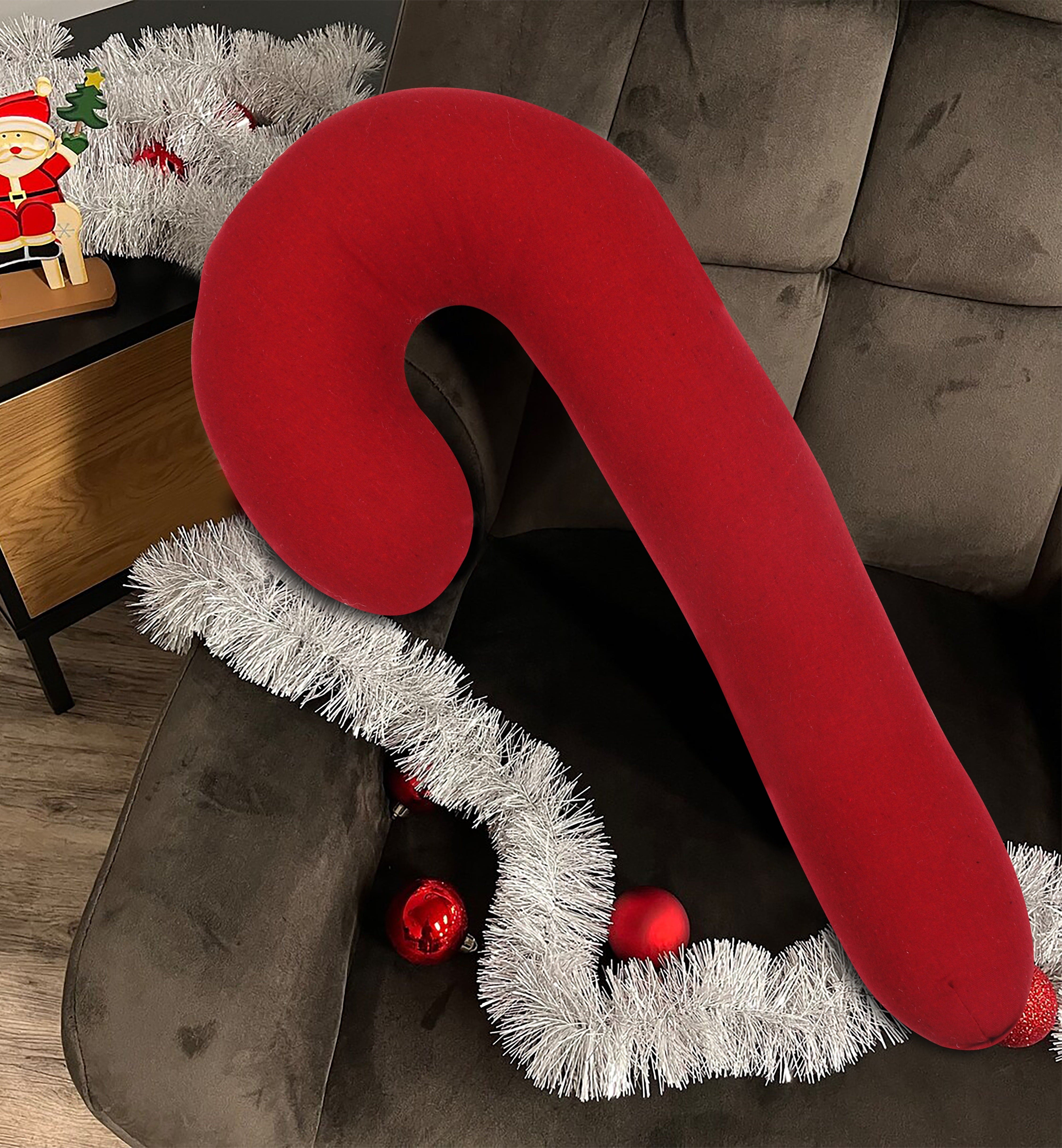 Cotton Christmas Solid Red Pattern Designed, Bell / Candy / Star / Tree Shaped Cushion with Recron Filled