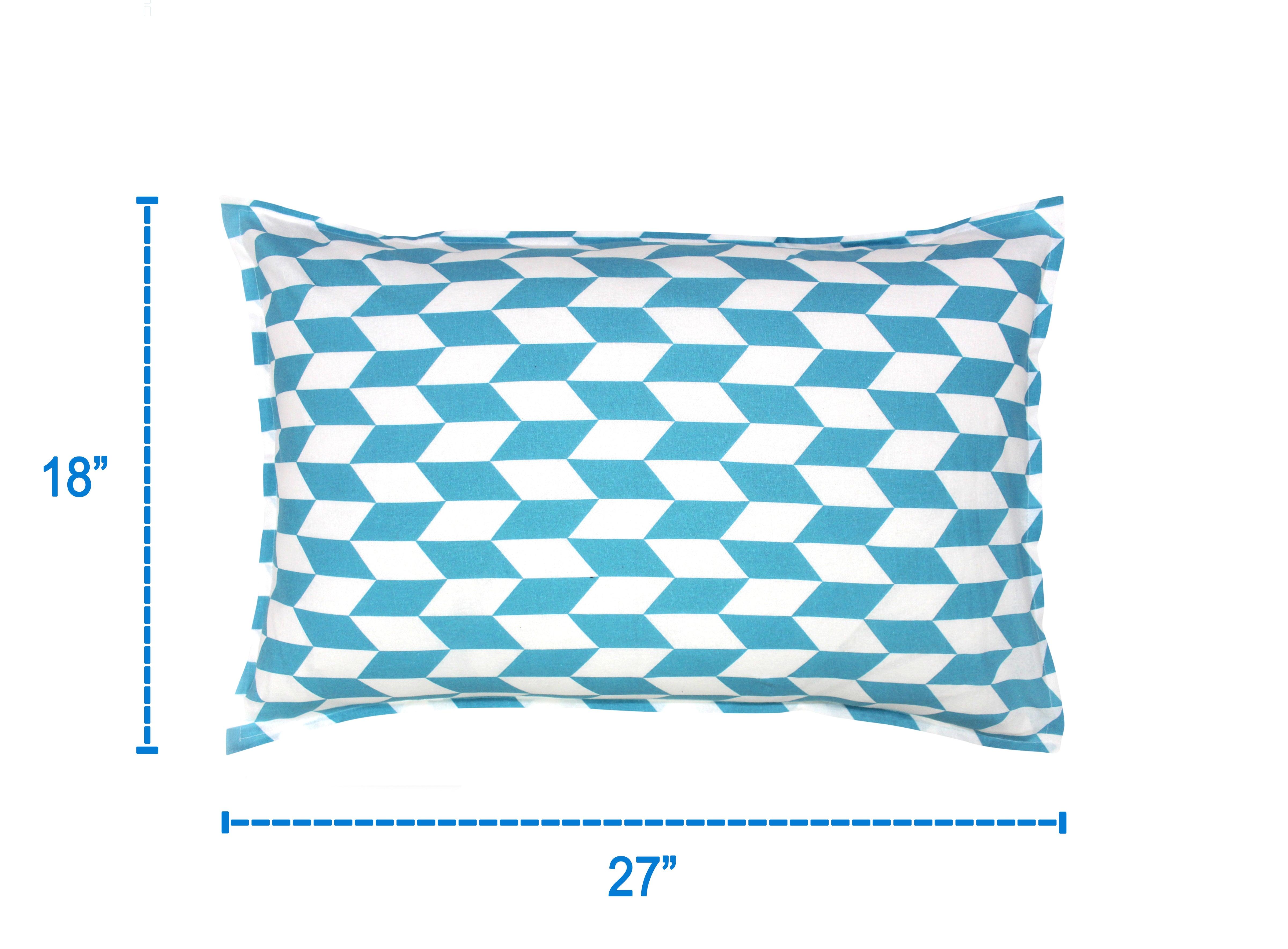 Cotton Classic Diamond Sea Blue Pillow Covers Pack Of 2