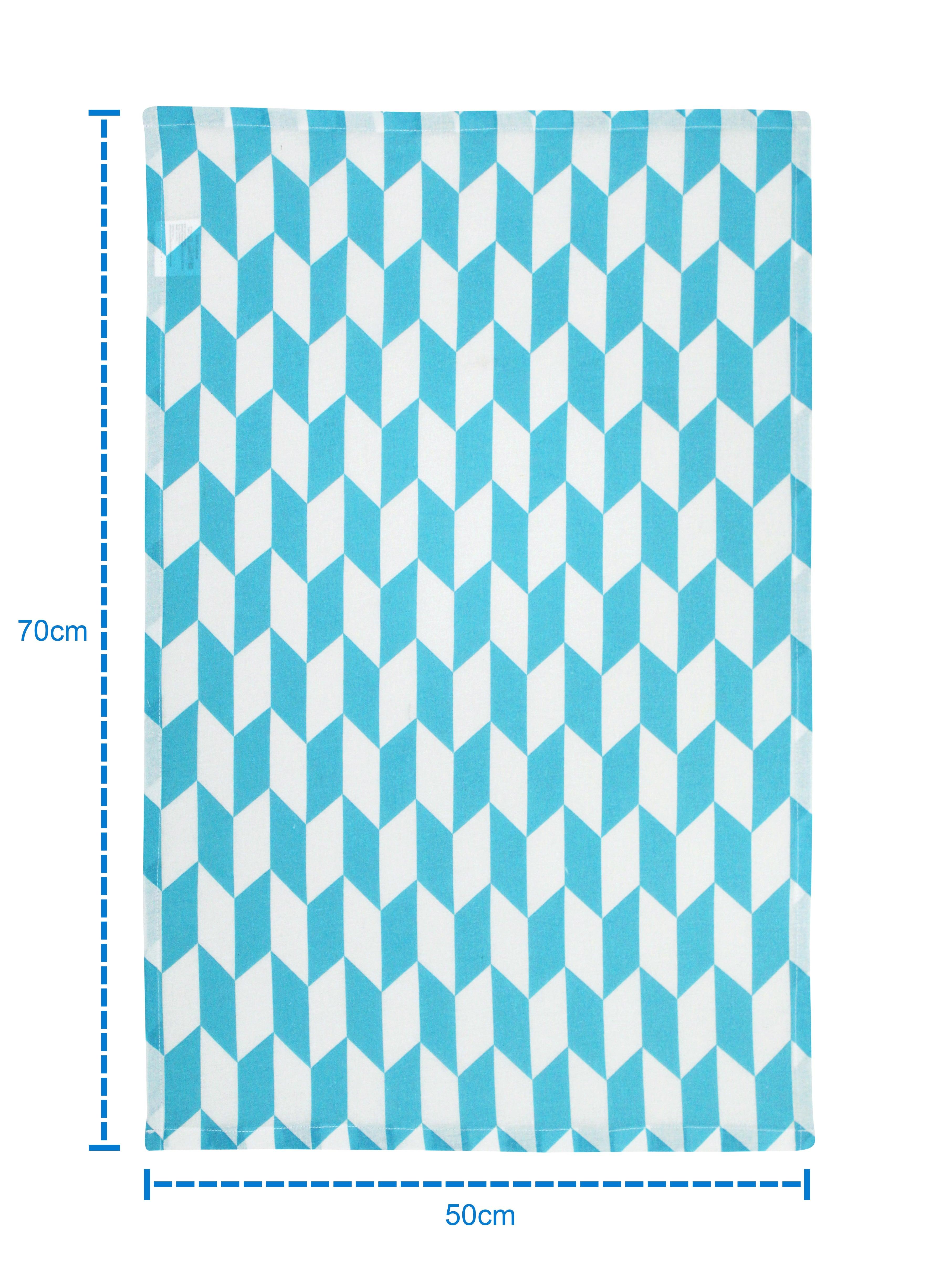 Cotton Classic Diamond Sea Blue Kitchen Towels Pack Of 4