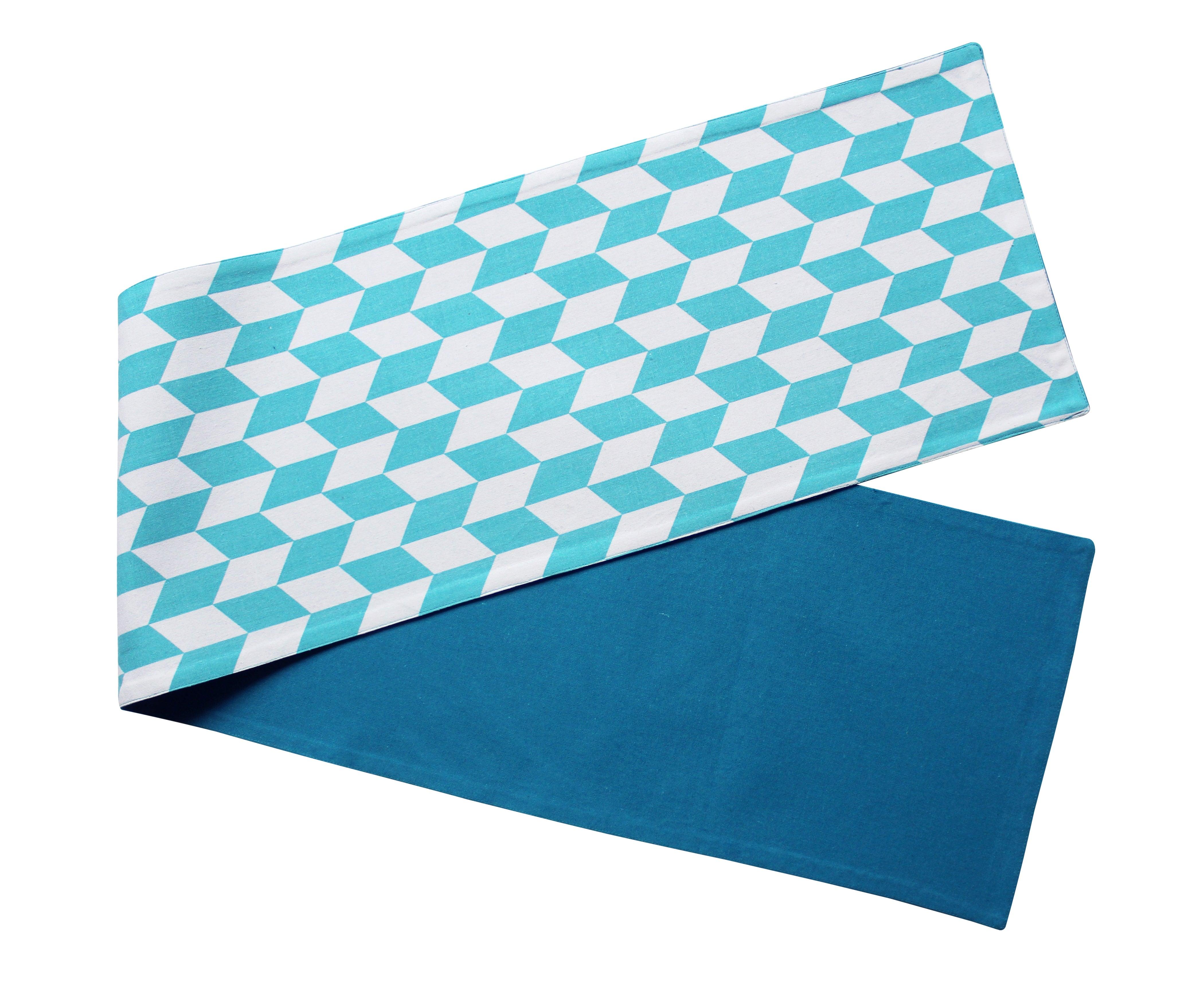 Cotton Classic Diamond Sea Blue Table Runner