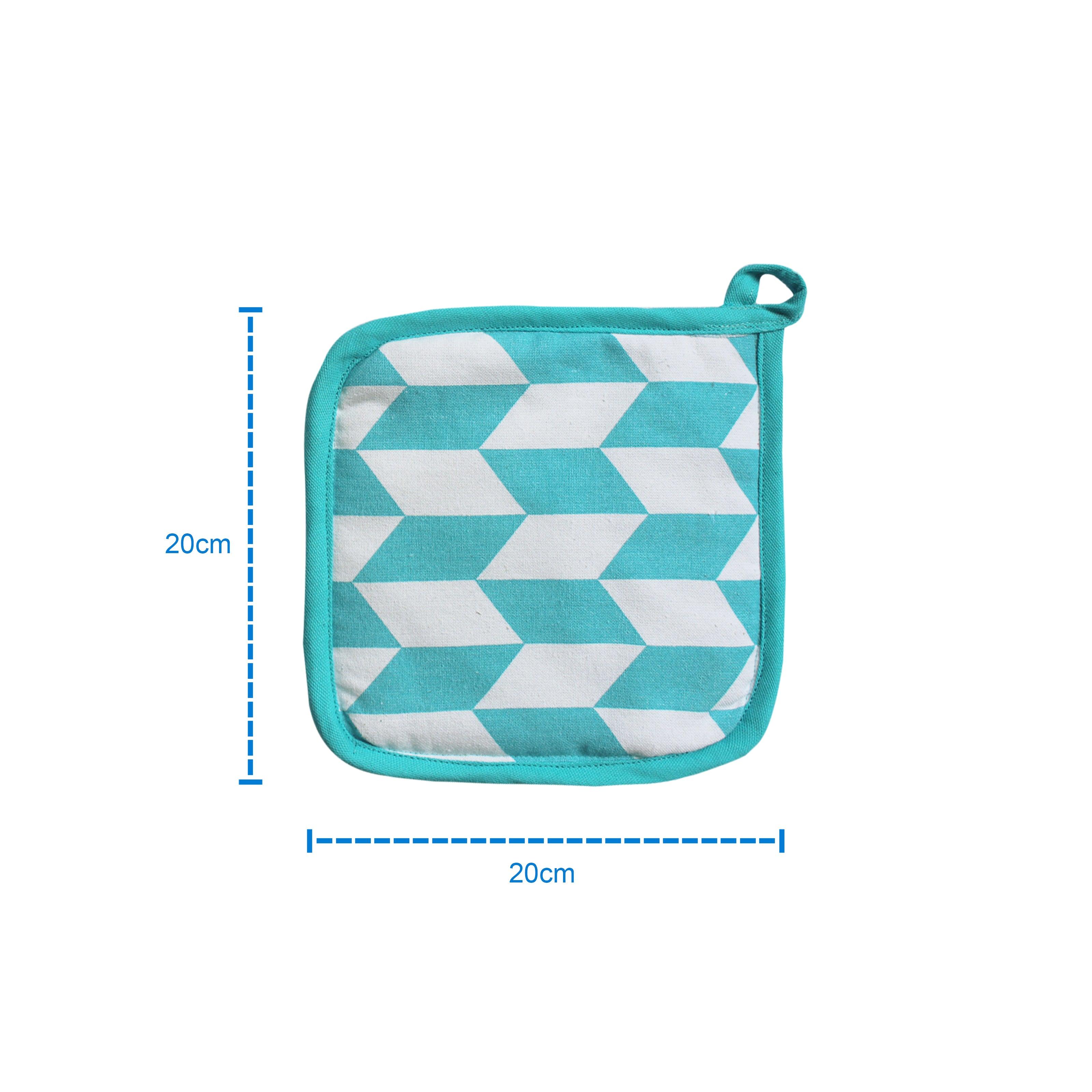 Cotton Classic Diamond Sea Blue Pot Holders Pack Of 3