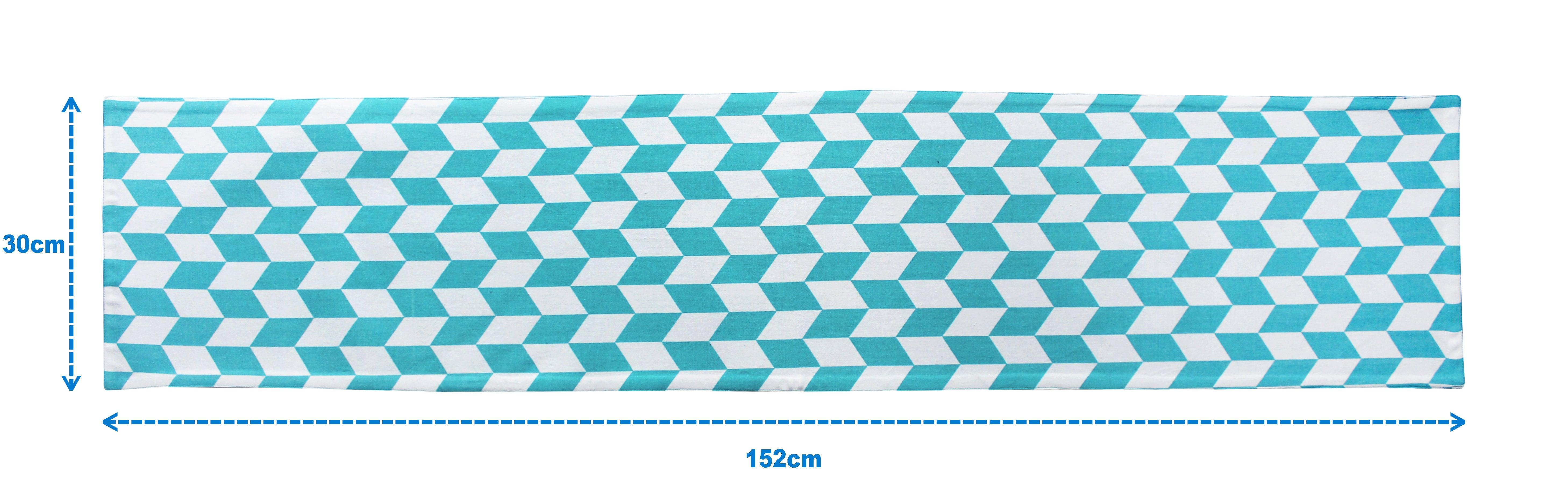 Cotton Classic Diamond Sea Blue Table Runner