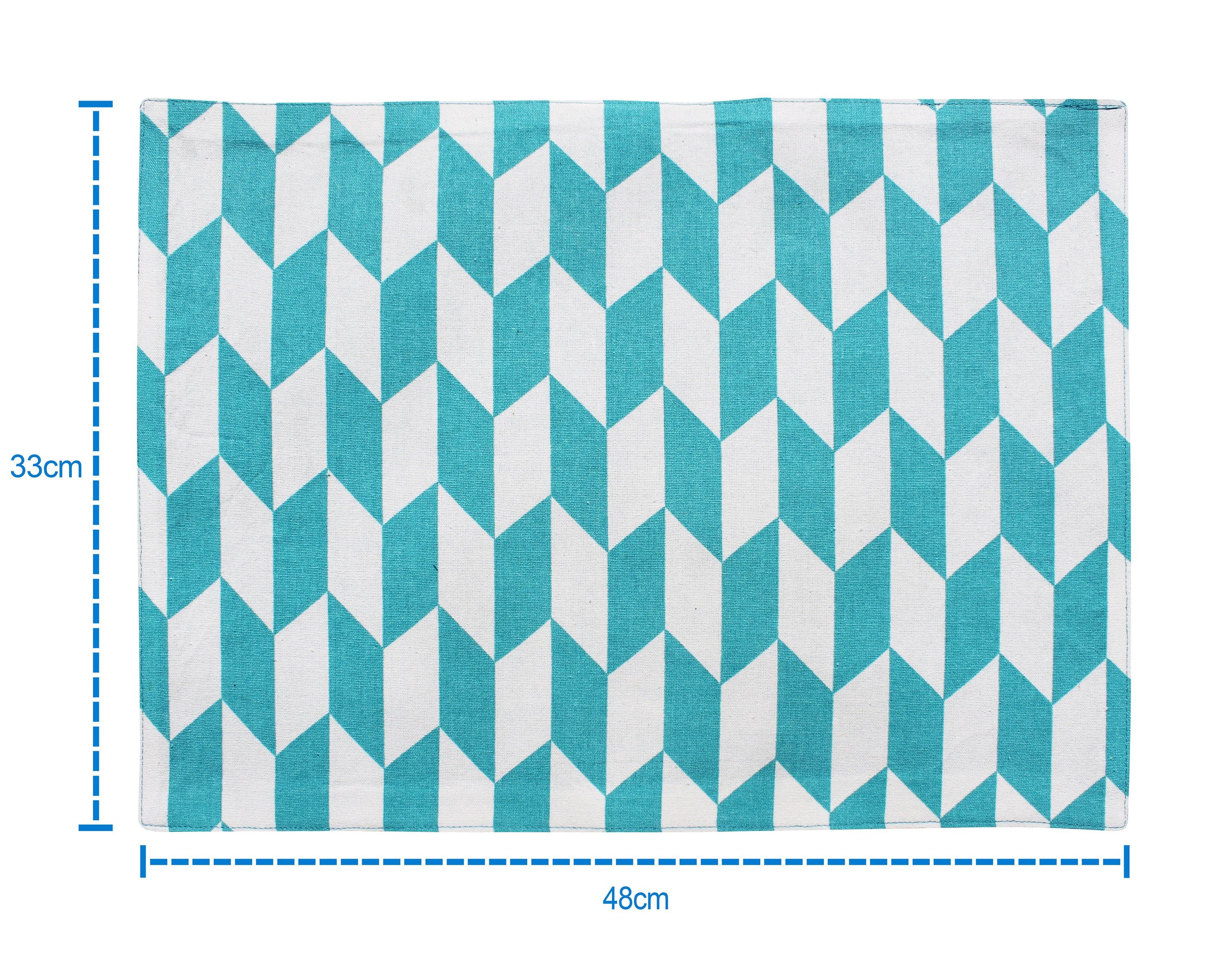 Cotton Classic Diamond Sea Blue Table Placemats Pack Of 4