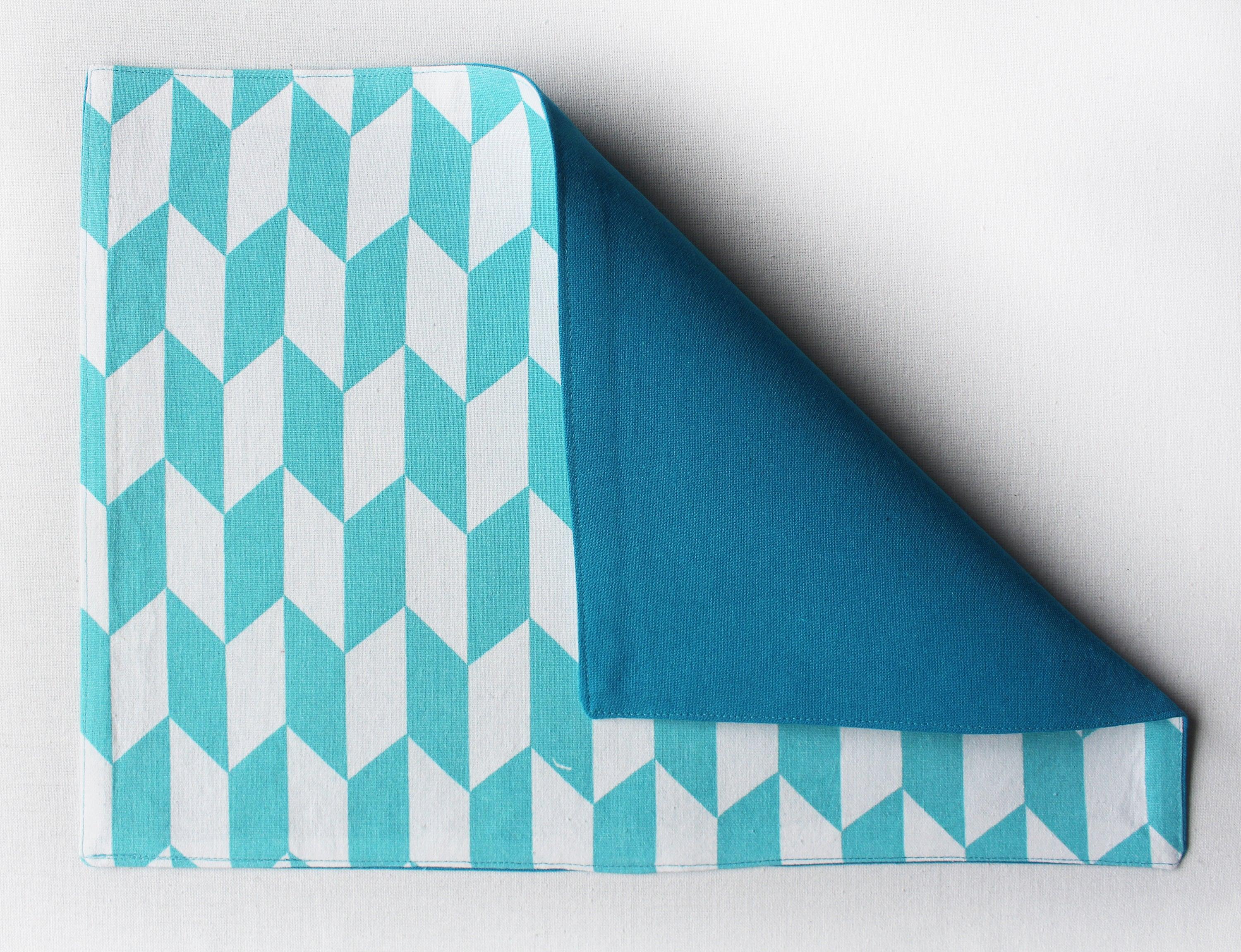 Cotton Classic Diamond Sea Blue Table Placemats Pack Of 4