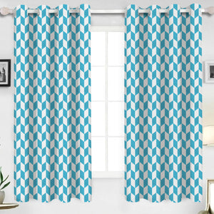Cotton Classic Diamond Sea Blue 5ft Window Curtains Pack Of 2 freeshipping - Airwill