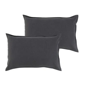 Cotton Solid Steel Grey Pillow Covers Pack Of 2