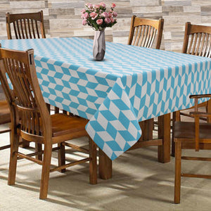 Cotton Classic Diamond Sea Blue 6 Seater Table Cloths Pack Of 1 freeshipping - Airwill