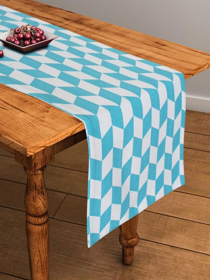 Cotton Classic Diamond Sea Blue Table Runner