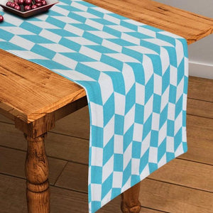 Cotton Classic Diamond Sea Blue 152cm Length Table Runner Pack Of 1 freeshipping - Airwill