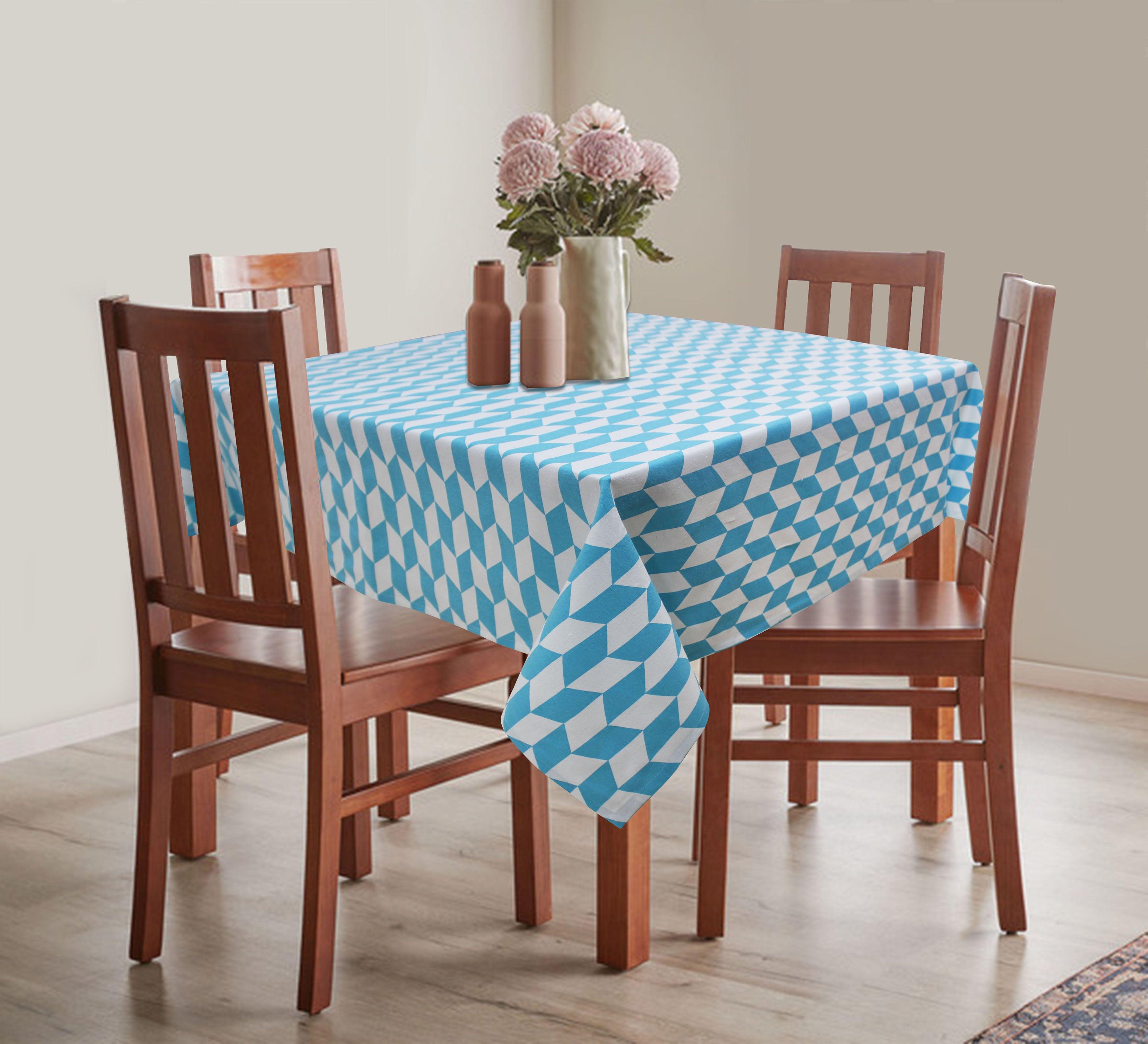 Cotton Classic Diamond Sea Blue 4 Seater Table Cloths