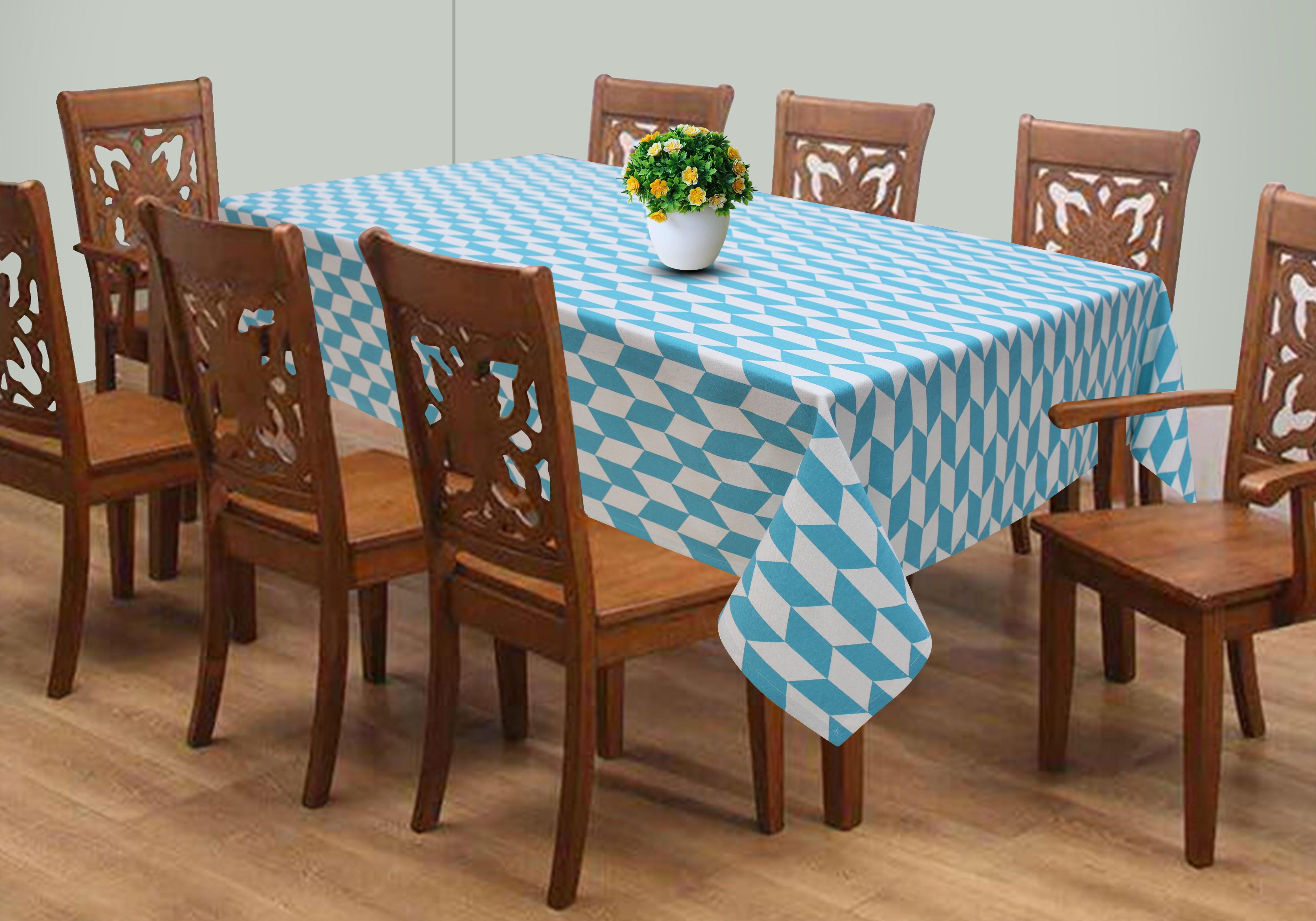 Cotton Classic Diamond Sea Blue 8 Seater Table Cloths