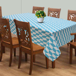 Cotton Classic Diamond Sea Blue 8 Seater Table Cloths Pack Of 1 freeshipping - Airwill