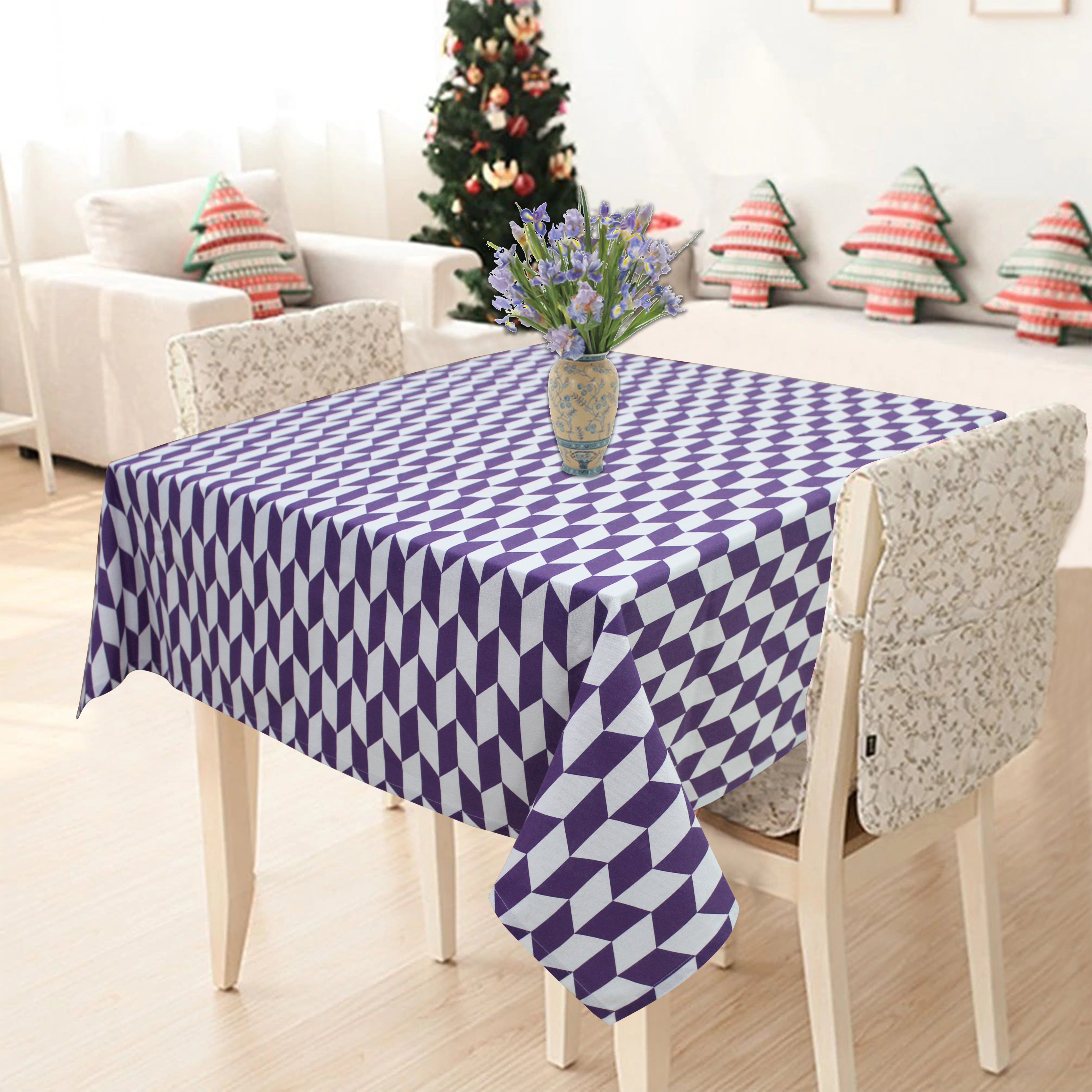 Cotton Classic Diamond Purple 4 Seater Table Cloths
