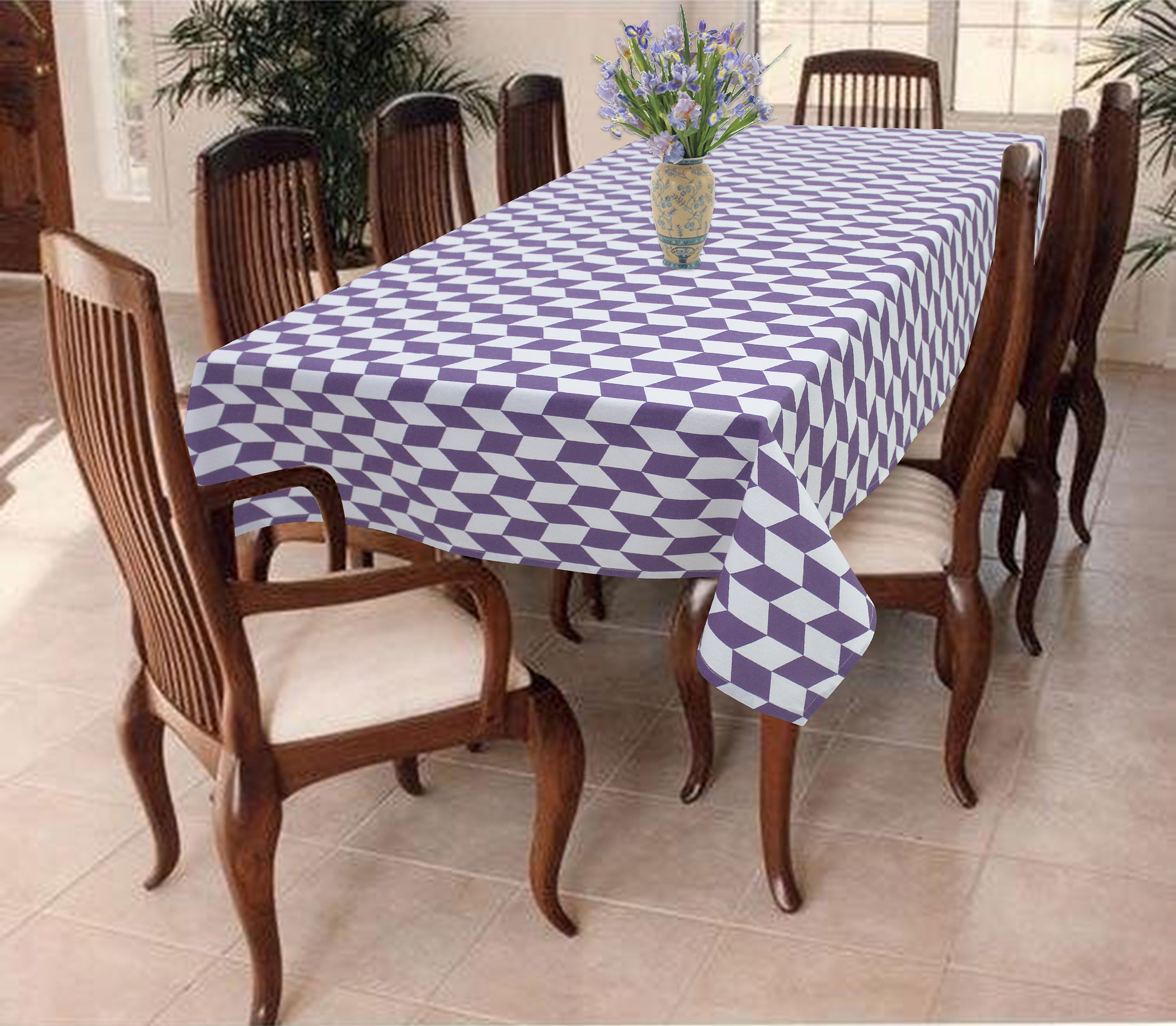 Cotton Classic Diamond Purple 4 Seater Table Cloths