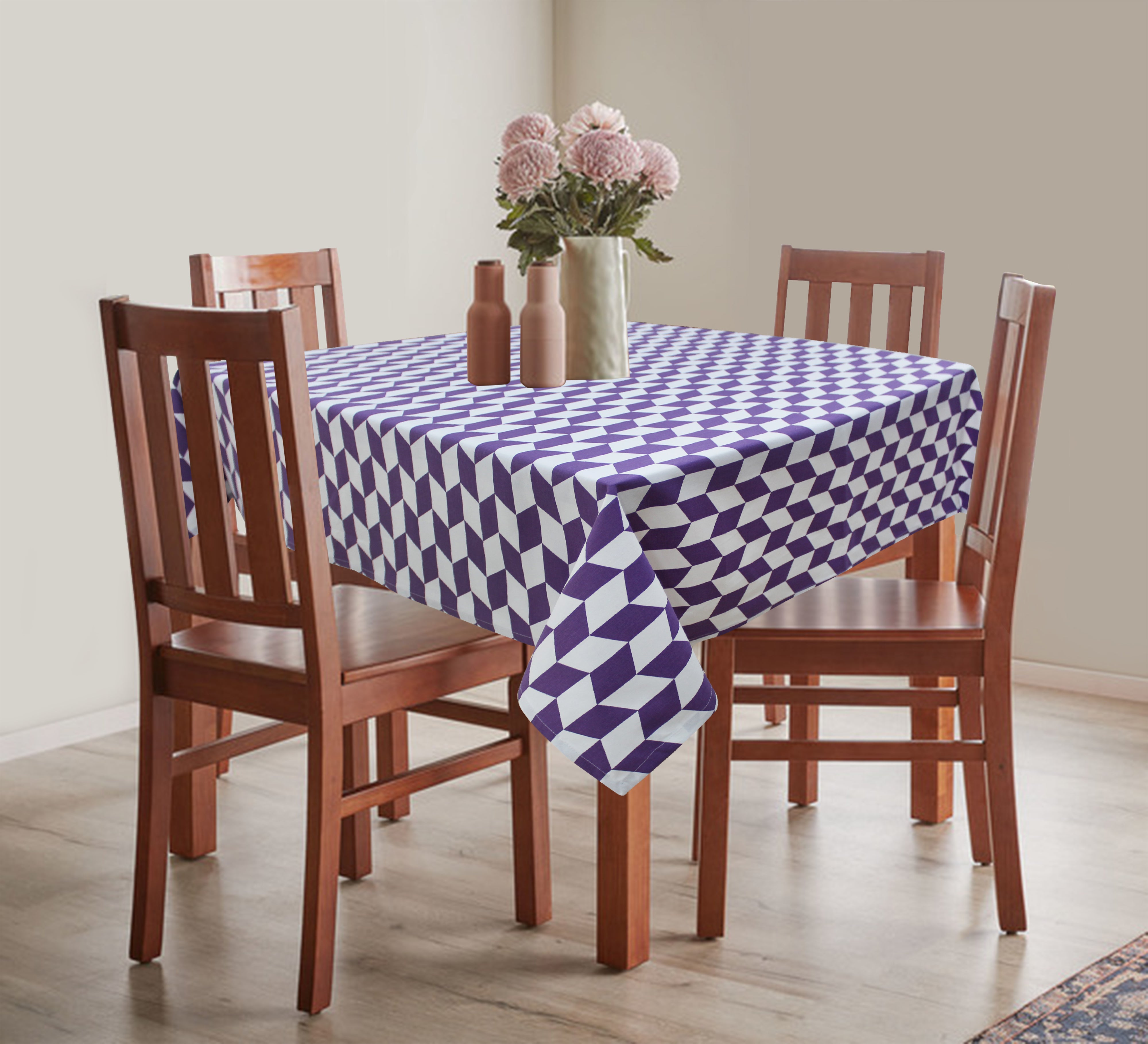 Cotton Classic Diamond Purple 6 Seater Table Cloths