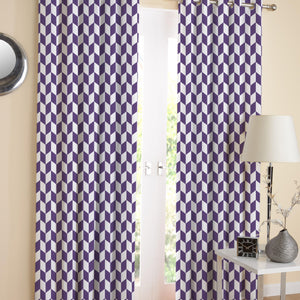 Cotton Classic Diamond Purple Long 9ft Door Curtains Pack Of 2 freeshipping - Airwill