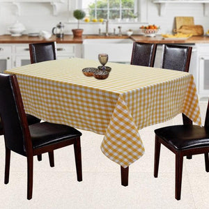 Cotton Gingham Check Yellow 6 Seater Table Cloths Pack Of 1 freeshipping - Airwill