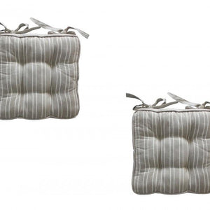 Cotton Ash Grey Stripe Chair Pads Pack Of 2 freeshipping - Airwill