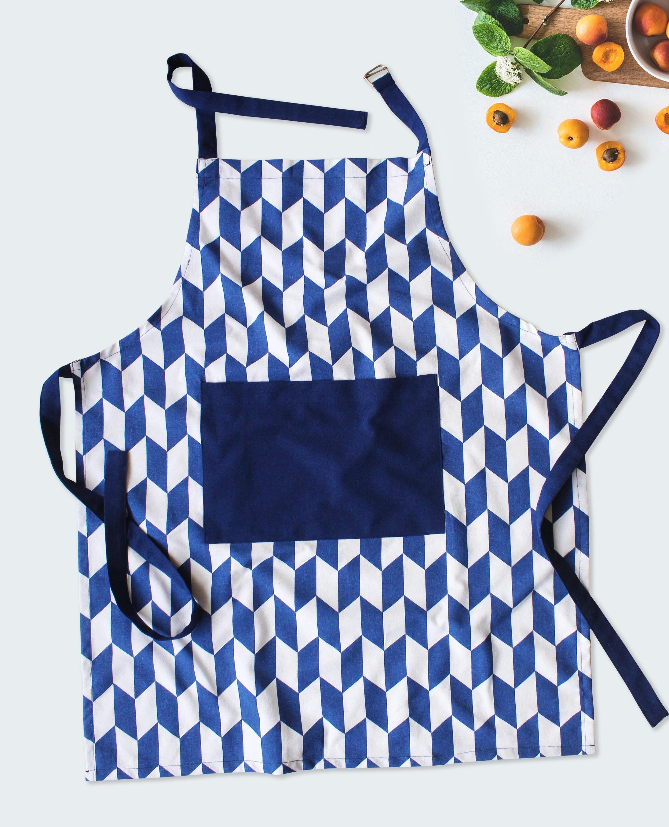 Cotton Classic Diamond Blue Free Size Apron