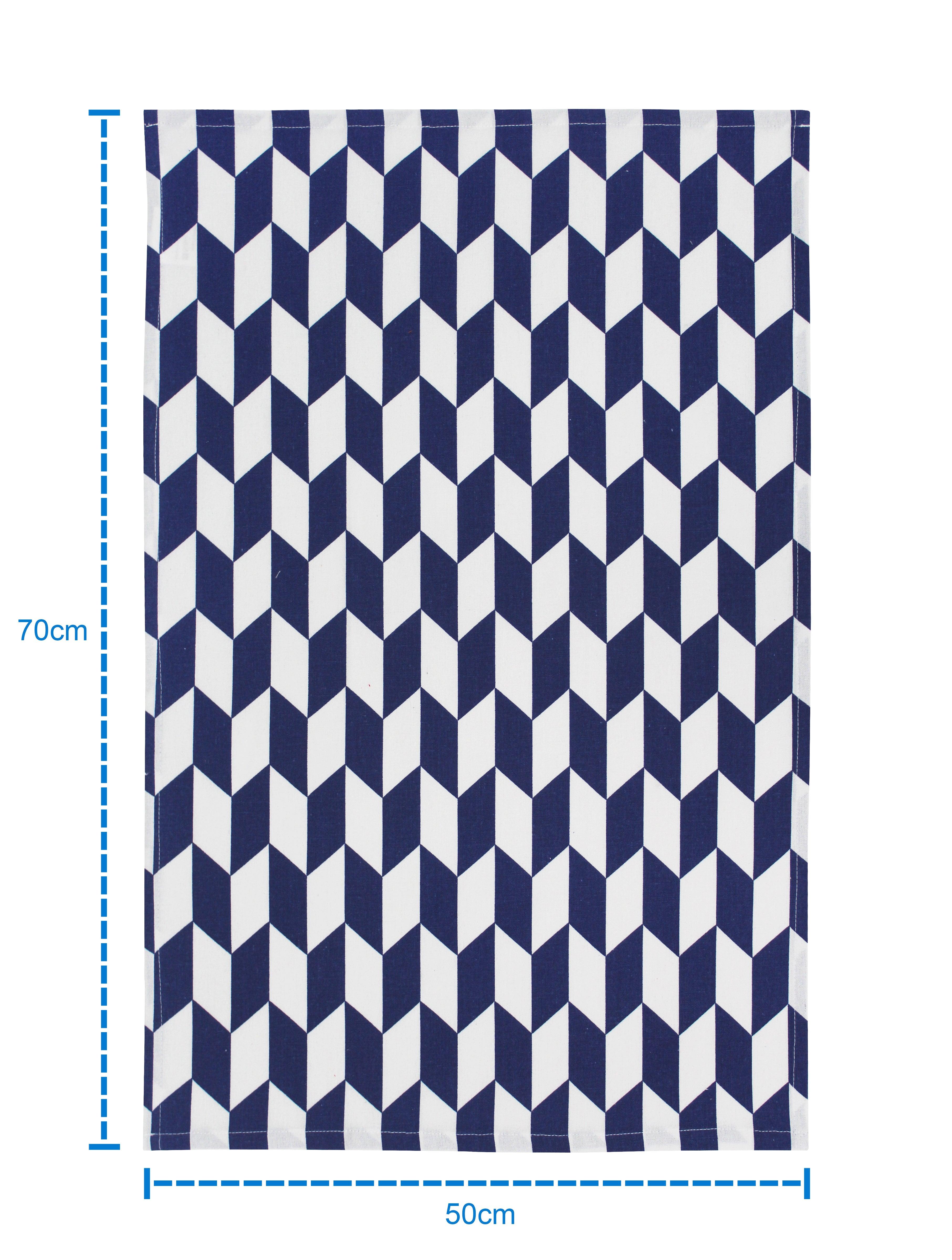 Cotton Classic Diamond Royal Blue Kitchen Towels Pack Of 4