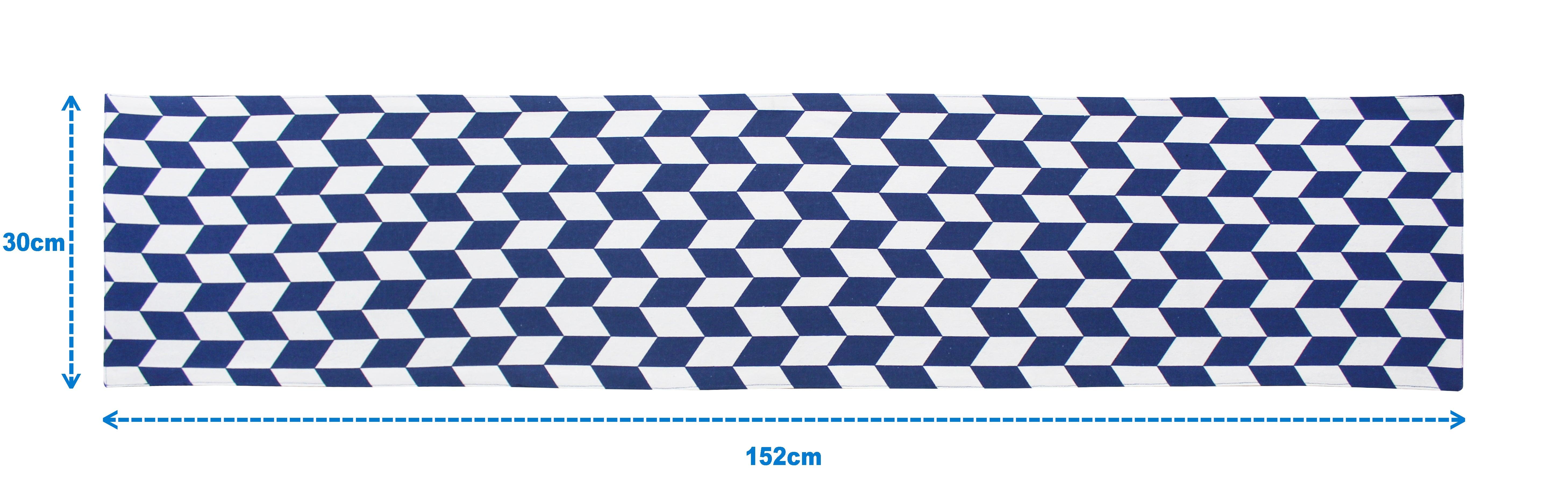 Cotton Classic Diamond Royal Blue Table Runner