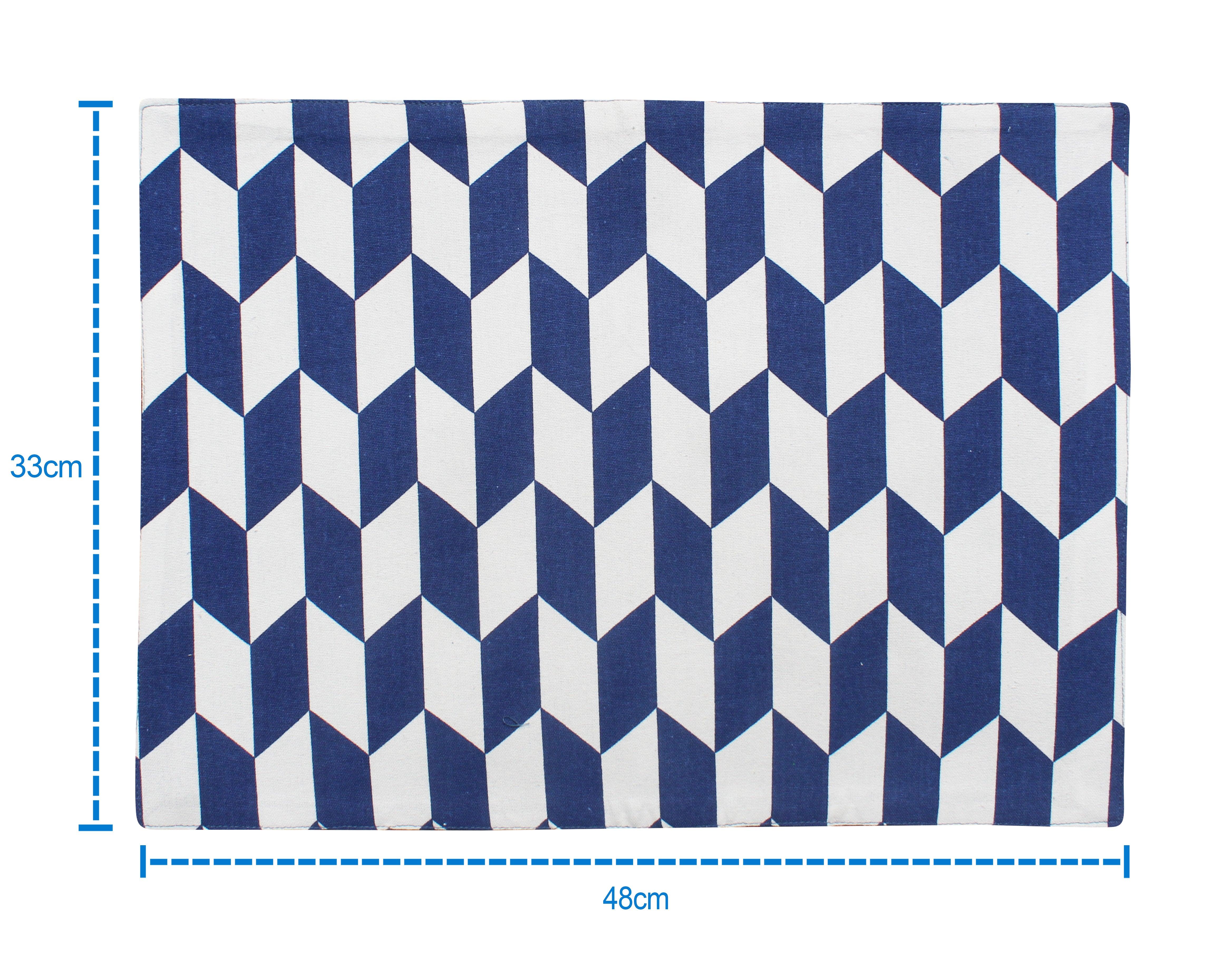 Cotton Classic Diamond Royal Blue Table Placemats Pack Of 4