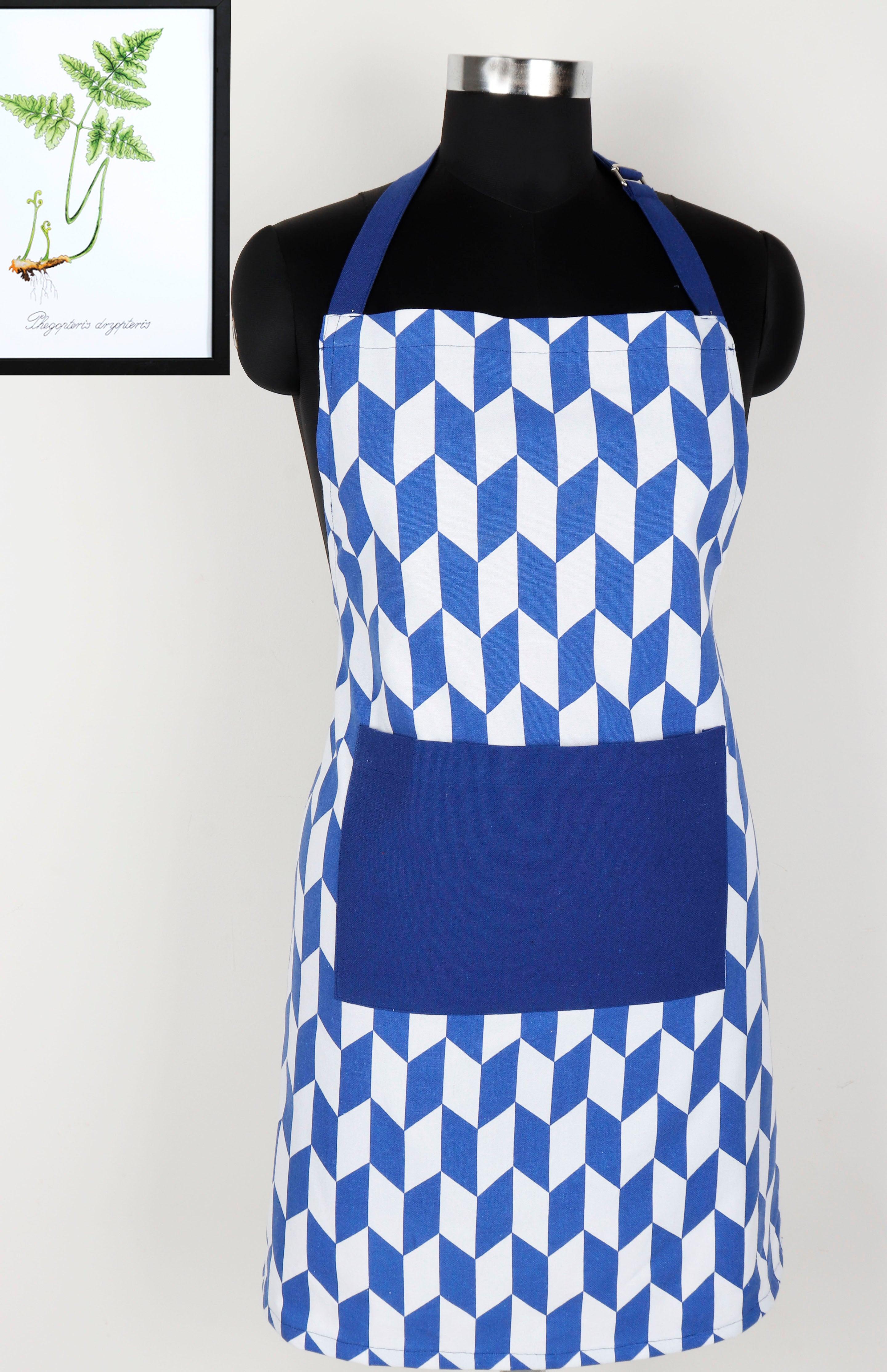 Cotton Classic Diamond Blue Free Size Apron