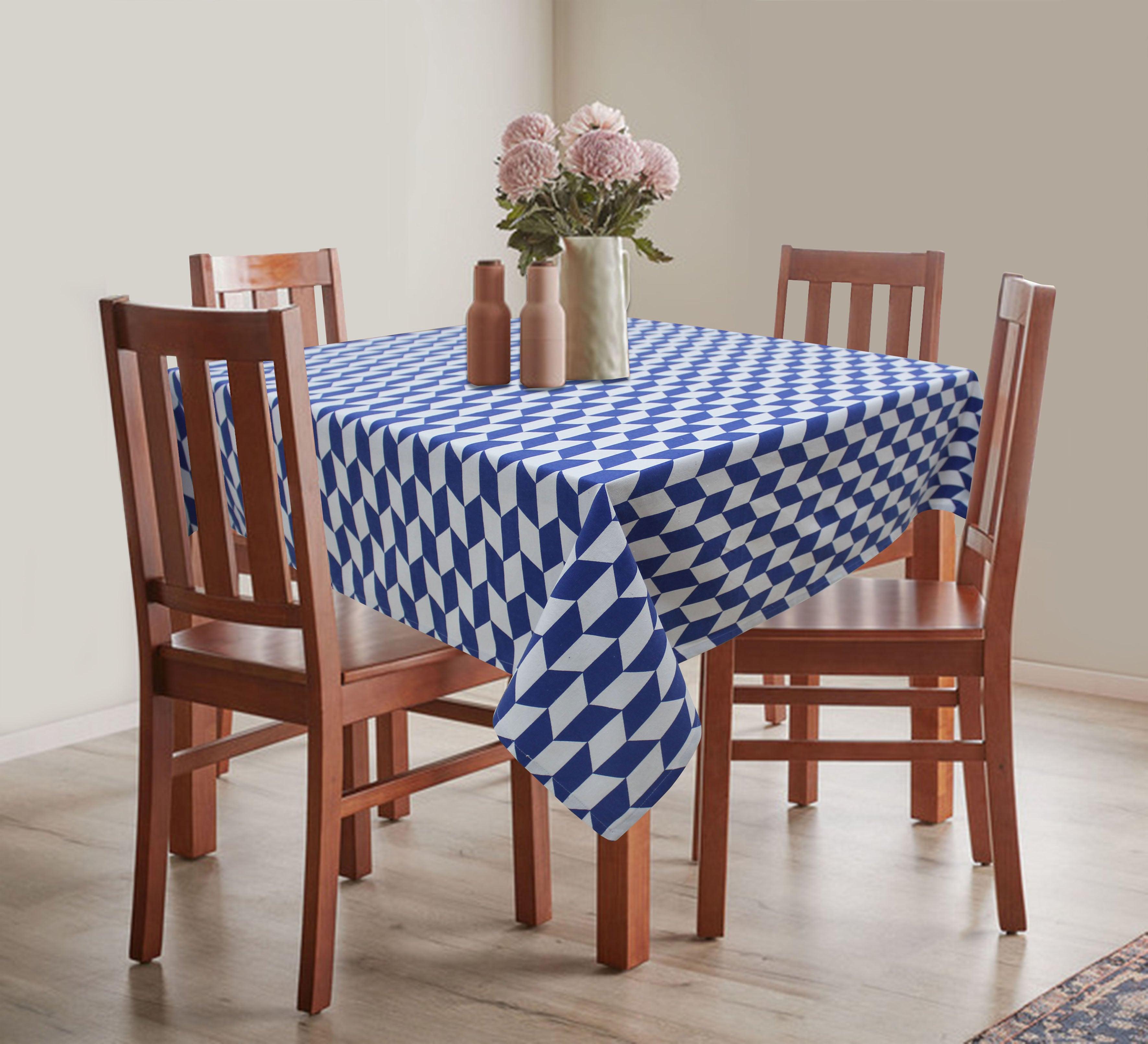 Cotton Classic Diamond Blue 4 Seater Table Cloths