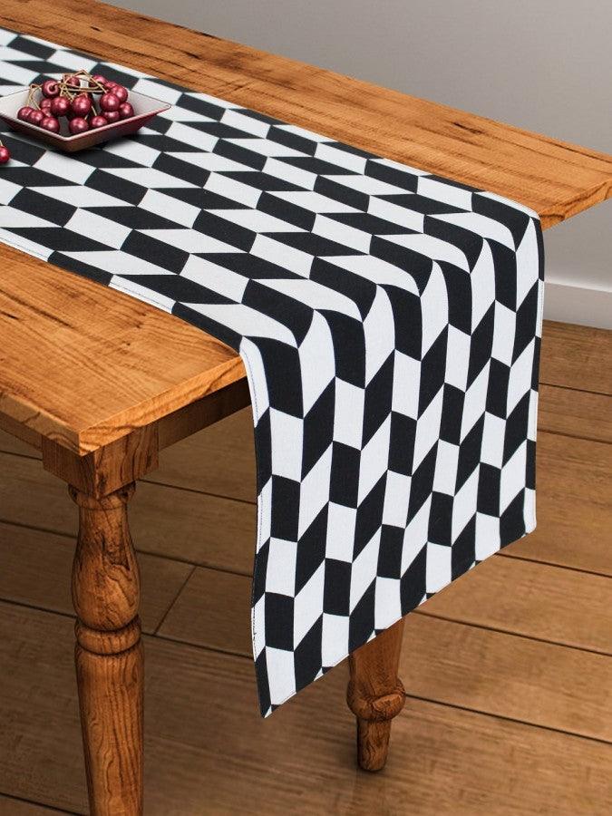 Cotton Classic Diamond Black Table Runner