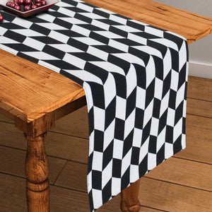 Cotton Classic Diamond Black 152cm Length Table Runner Pack Of 1 freeshipping - Airwill