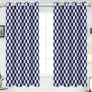 Cotton Classic Diamond Royal Blue 5ft Window Curtains Pack Of 2 freeshipping - Airwill