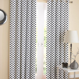 Cotton White Polka Dot 7ft Door Curtains Pack Of 2 freeshipping - Airwill