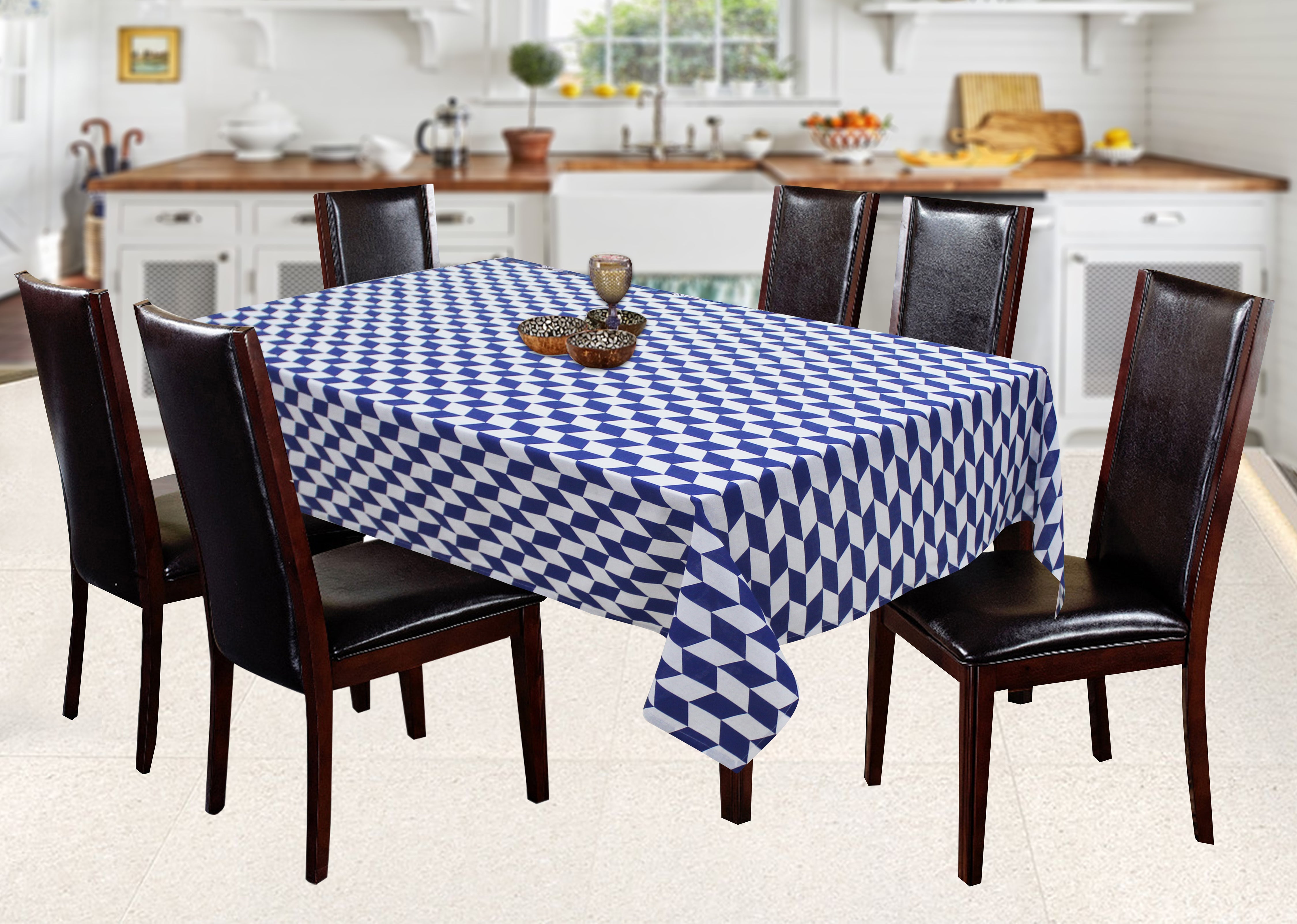 Cotton Classic Diamond Royal Blue 8 Seater Table Cloths