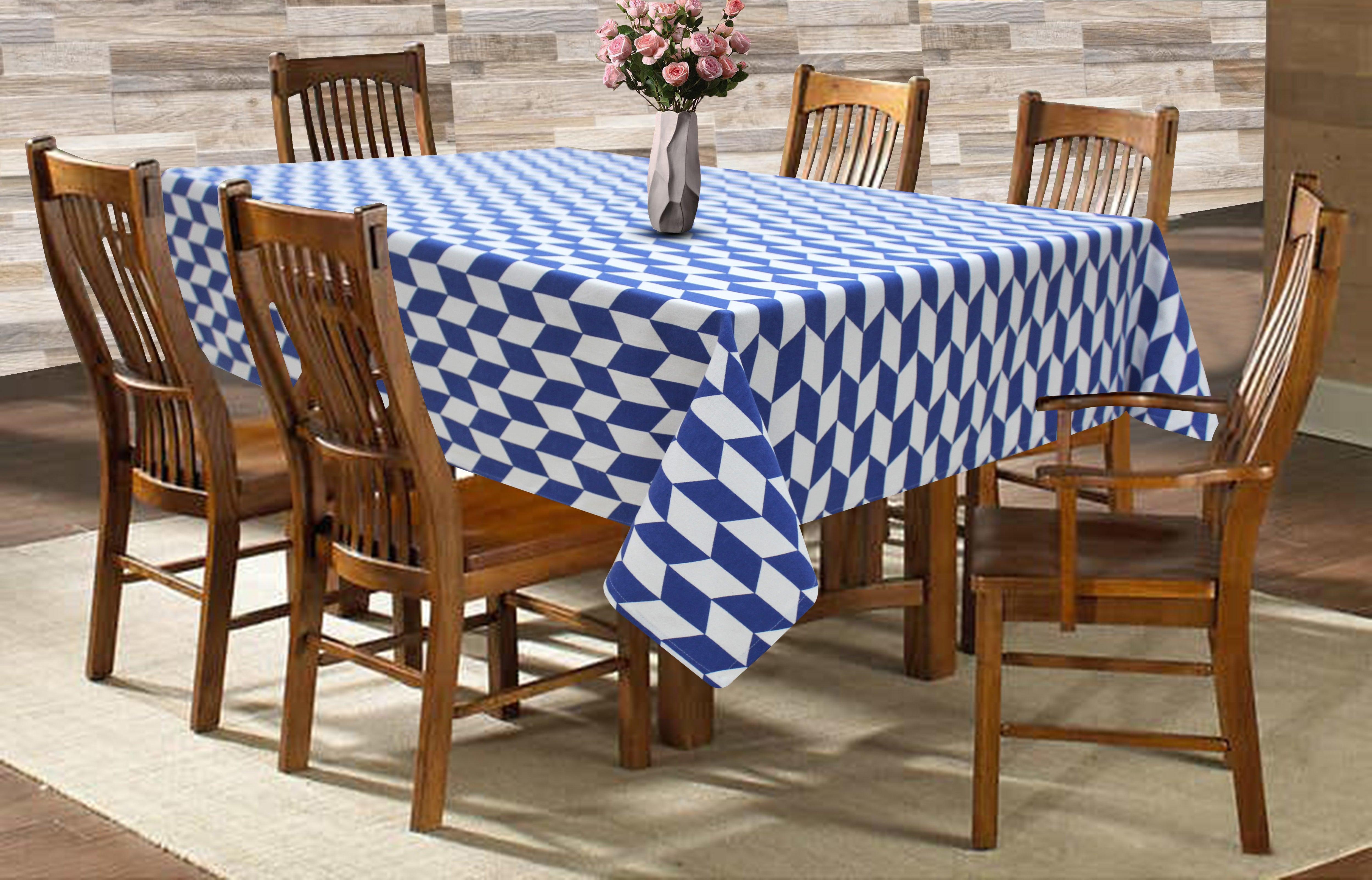 Cotton Classic Diamond Blue 6 Seater Table Cloths