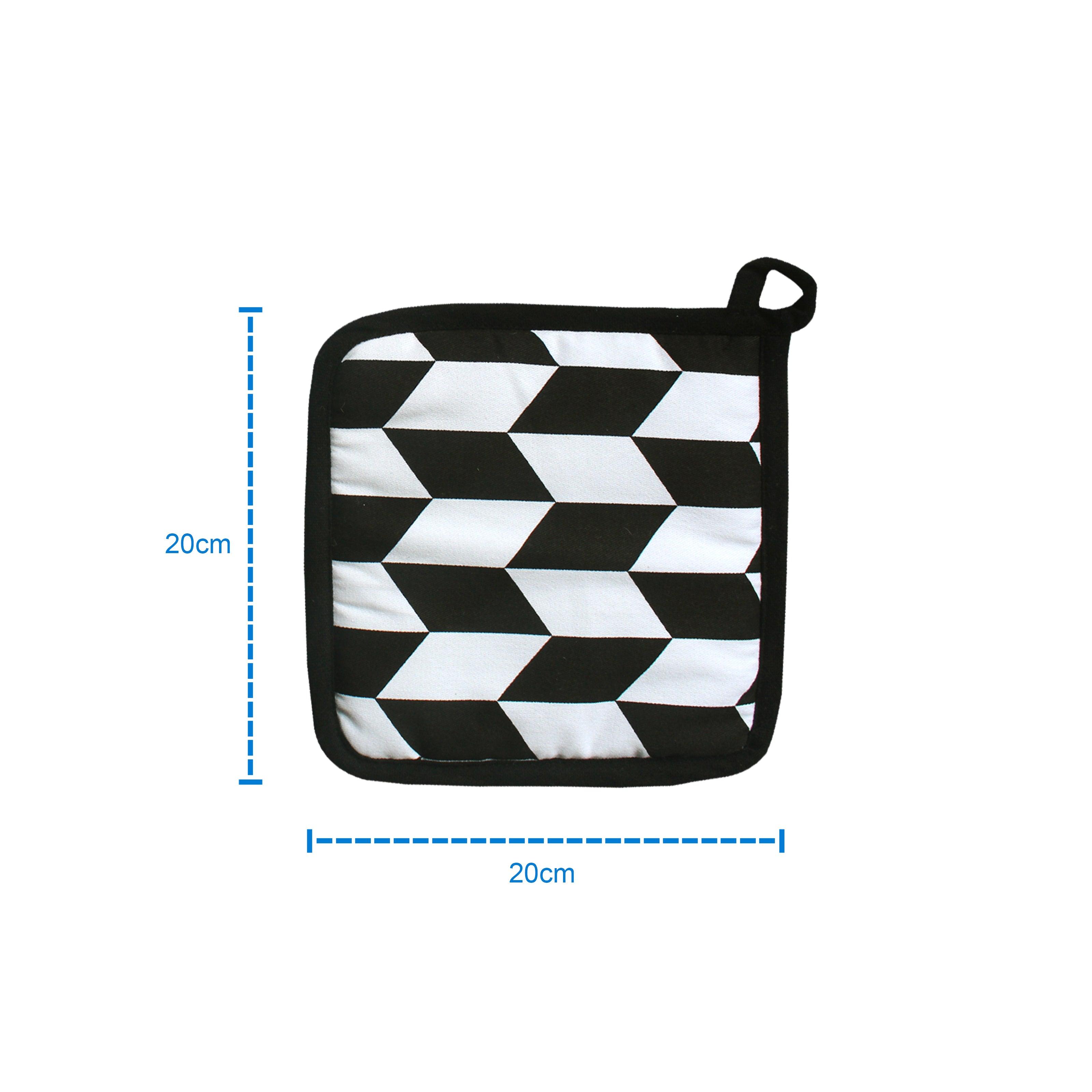 Cotton Classic Diamond Black Pot Holders Pack Of 3