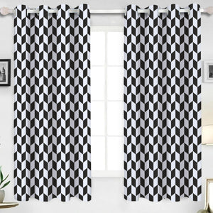 Cotton Classic Diamond Black 5ft Window Curtains Pack Of 2 freeshipping - Airwill